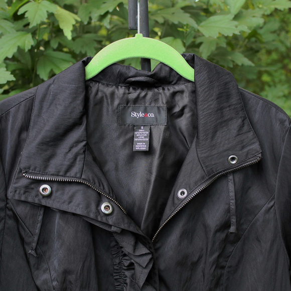 Style & Co. Stylish Midweight Ruffle-Front Jacket - Picture 2 of 3